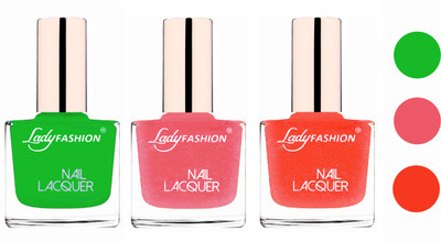 

Lady Fashion Extra Shine Extra Long Stay Chip Resistant Nail Polish (Set Of 3) Light Green,Silky Pink,Orange Silk(Pack of 3)