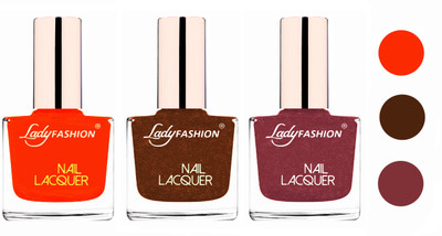 

Lady Fashion Extra Shine Extra Long Stay Chip Resistant Nail Polish (Set Of 3) Juicy Orange,Copper,Mauve(Pack of 3)