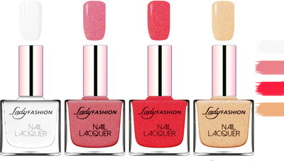 

Lady Fashion Extra Shine Extra Long Stay Chip Resistant Nail Polish White,Mauve,Pink,Beach Nude(Pack of 4)