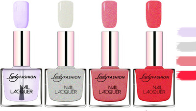 

Lady Fashion Extra Shine Extra Long Stay Chip Resistant Nail Polish Top Coat,Grey,Mauve,Pink(Pack of 4)