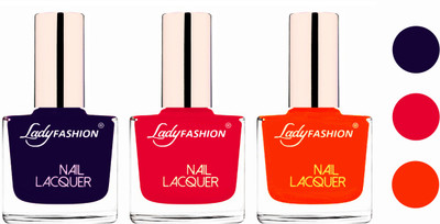 

Lady Fashion Extra Shine Extra Long Stay Chip Resistant Nail Polish (Set Of 3) Blue,Sweet Red,Juicy Orange(Pack of 3)