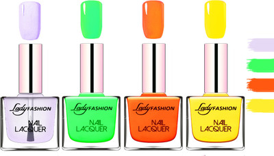 

Lady Fashion Extra Shine Extra Long Stay Chip Resistant Nail Polish Top Coat,Light Green,Juice Orange,Yellow(Pack of 4)