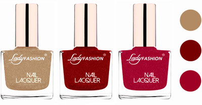 

Lady Fashion Extra Shine Extra Long Stay Chip Resistant Nail Polish (Set Of 3) Beach Nude,Red,Bright Pink(Pack of 3)