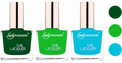

Lady Fashion Extra Shine Extra Long Stay Chip Resistant Nail Polish (Set Of 3) Dark Green,Light Green,Sky Blue(Pack of 3)