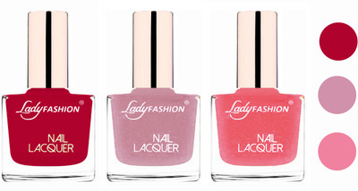 

Lady Fashion Extra Shine Extra Long Stay Chip Resistant Nail Polish (Set Of 3) Pink,Silky Purple,Silky Pink(Pack of 3)