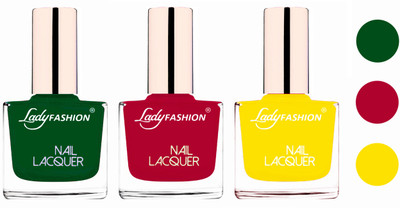 

Lady Fashion Extra Shine Extra Long Stay Chip Resistant Nail Polish (Set Of 3) Dark Green,Pink,Yellow(Pack of 3)