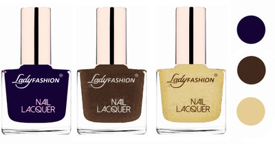 

Lady Fashion Extra Shine Extra Long Stay Chip Resistant Nail Polish (Set Of 3) Blue,Mettalic Brown,Mettalic Gold(Pack of 3)