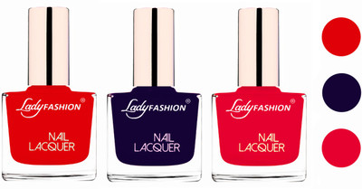 

Lady Fashion Extra Shine Extra Long Stay Chip Resistant Nail Polish (Set Of 3) Bright Red,Blue,Sweet Red(Pack of 3)