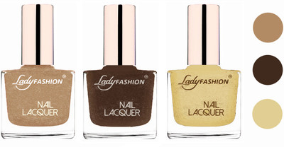 

Lady Fashion Extra Shine Extra Long Stay Chip Resistant Nail Polish (Set Of 3) Beach Nude,Mettalic Brown,Mettalic Gold(Pack of 3)