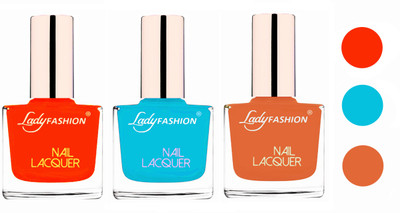 

Lady Fashion Extra Shine Extra Long Stay Chip Resistant Nail Polish (Set Of 3) Juicy Orange,Sky Blue,Nude(Pack of 3)