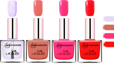 

Lady Fashion Extra Shine Extra Long Stay Chip Resistant Nail Polish Top Coat,Nude,Pink,Bright Red(Pack of 4)