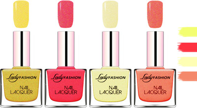 

Lady Fashion Extra Shine Extra Long Stay Chip Resistant Nail Polish Golden,Bright Pink,Mettalic Gold,Orange Silk(Pack of 4)