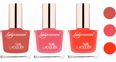 

Lady Fashion Extra Shine Extra Long Stay Chip Resistant Nail Polish (set of 3) Nude,Silky Pink,Orange Silk(Pack of 3)