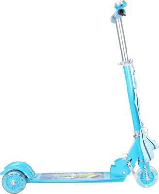 

Smilemakers 3 wheeler Foldable scooter for kids with wide Foot Space to ride ons with shockers, bell & Carry belt kick cycle/rider/scooter for children(Blue)