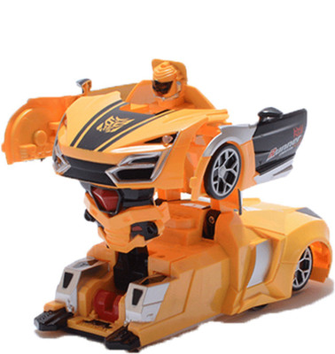 

TOYGALAXY Rechargeable One key Deformation wall climber transformer car with 360 rotation and led lights for kids(Yellow)