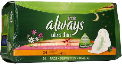 

Always Pads Overnight with Wings, Fresh Scent - 24 ct Sanitary Pad