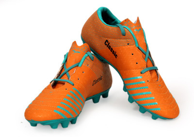 SEGA Classic Football Shoes For Men(Green, Orange , 6)