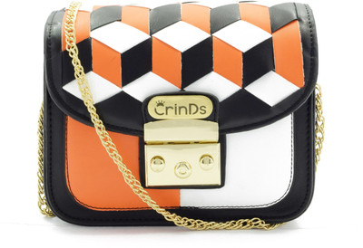 

Crinds Women Casual Orange Leatherette Sling Bag