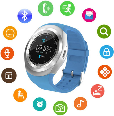 

IBS Y1 SmartWatch Touch Screen Support Micro SIM Card with Bluetooth 3.0 Camera Sleep Monitor Outdoor Fitness BLUE Smartwatch(Blue Strap Free Size)