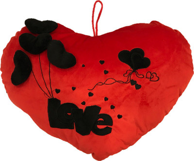 

CREATIVEVILLA CUTE RED VALENTINE BLACK DESIGN LOVE HEART STUFFED PLUSH PILLOW SOFT TOY - CVST0418 - 40 cm(Multicolor)
