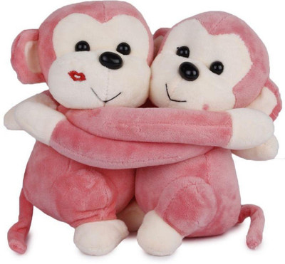 

CREATIVEVILLA CUTE PINK COUPLE MONKEY TEDDY BEAR STUFFED PLUSH SOFT TOY - 20 cm(Multicolor)
