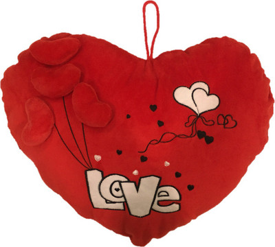 

CREATIVEVILLA CUTE RED VALENTINE WHITE LOVE DESIGN HEART STUFFED PLUSH PILLOW SOFT TOY - CVST0423 - 40 cm(Multicolor)