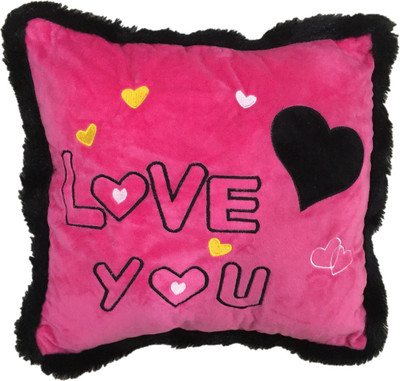 

CREATIVEVILLA CUTE PINK VALENTINE LOVE YOU HEART SQUARE STUFFED PLUSH PILLOW SOFT TOY - CVST0446 - 35 cm(Multicolor)
