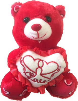 

CREATIVEVILLA CUTE RED LOVE TEDDY BEAR STUFFED PLUSH SOFT TOY - 20 cm(Multicolor)