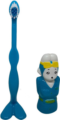 

BOXO Tooth Brush with Anti-Bacterial Hygiene Container Cap, Kids Bathroom Accessories, BLue Extra Soft Toothbrush