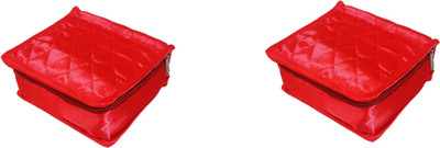 

FORE TREND Satin Jewellery 8 Pocket Pouch Gift of 2 Pcs Set - Multi purpose - Red Vanity Box(Red)