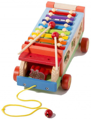 

ToyVilla Wooden Push Pull Along Toy Animal Shape Match Sorter Multifunctional Wheel Bus With Octave Hand Knock Xyloone(Multicolor)
