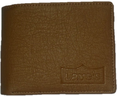 

lave's Men Casual Khaki Genuine Leather Wallet(3 Card Slots), Tan