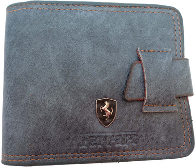

FRIKKETTONS Men Black Genuine Leather Wallet(10 Card Slots), Blue