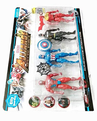 

QUINERGYS ® 4 in 1 Action Figure Set - Spiderman, Batman, Captain America(Multicolor)