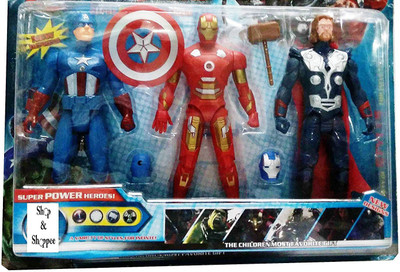 

QUINERGYS ® Super Heroes Super Power Heroes 3 in 1 Action Figure Set(Multicolor)