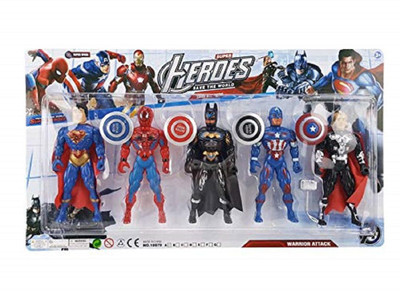 

QUINERGYS ® Justice Avengers Super Heroes 5 In 1 Action Figure Set(Multicolor)