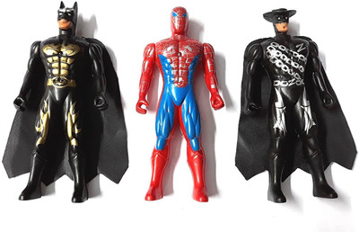 

QUINERGYS ™ Avengers with LED Light on Chest Batman,Spiderman and the Mask Man Action Figure(Multicolor)