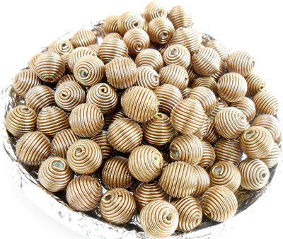 

JAZ Jaz's Copper Finish Metallic Tilla Wire Traditional Round Beads for Jewellery Making-Jewelry Findings Size-11mm Hole Size-1.5mm Pack of 25 pcs.