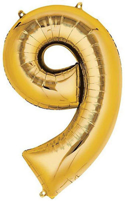 

Riit Solid 17 Inch Golden Number 9 (Nine) Foil Balloon Balloon(Gold, Pack of 1)