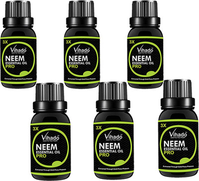 

VIHADO 100% Pure Cold Pressed Neem Oil For Hair, Skin & Nails - Natural Insect Repellent Hair Oil 3X PRO 10 ML (PACK OF 6)(10 ml)