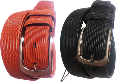 

JDGEE Men Casual Black, Brown Artificial Leather Belt, Multicolor, JDGEE Men Casual Black, Red Artificial Leather Belt, Multicolor