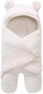 Brandonn Polka  Hooded Baby Blanket(Woollen Blend, White