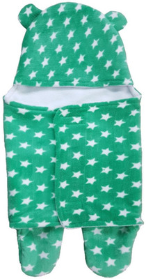 

Brandonn Polka  Hooded Baby Blanket(Woollen Blend, Sea-Green