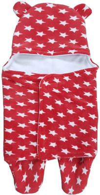 

Brandonn Polka  Hooded Baby Blanket(Woollen Blend, Red