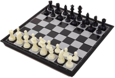 

oms magnetic chess board with two sets of pawns (black and white) 14 inch Chess Board(Black)
