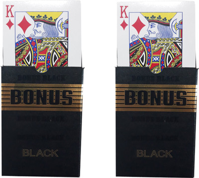

LOF Black Bonus Plastic Premium Playing Cards Set of 1 Flash/ Poker/ Party Games(Black)