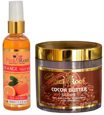 

Pink Root ORANGE FACE WASH 100ML WITH COCOA SCRUB 100GM(Set of 2)