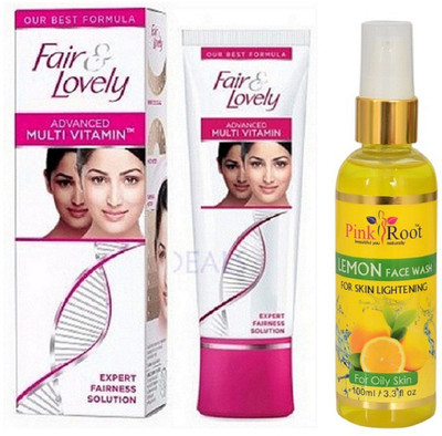 

Pink Root LEMON FACE WASH 100ML WITH FAIR & LOVELY ADVANCED CREAM(Set of 2)