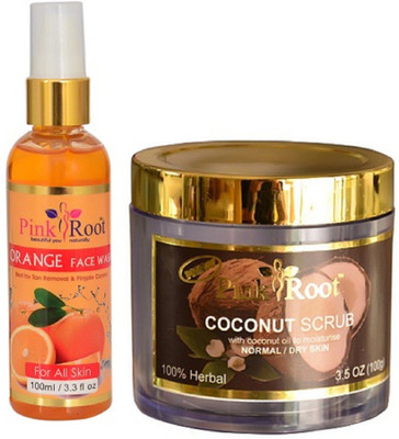 

Pink Root ORANGE FACE WASH 100ML WITH COCONUT SCRUB 100GM(Set of 2)