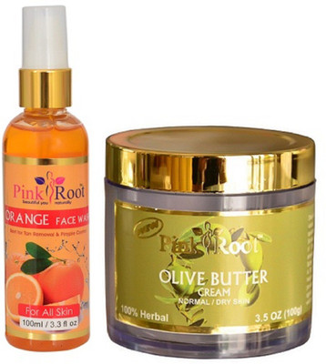 

Pink Root ORANGE FACE WASH 100ML WITH OLIVE BUTTER CREAM 100GM(Set of 2)